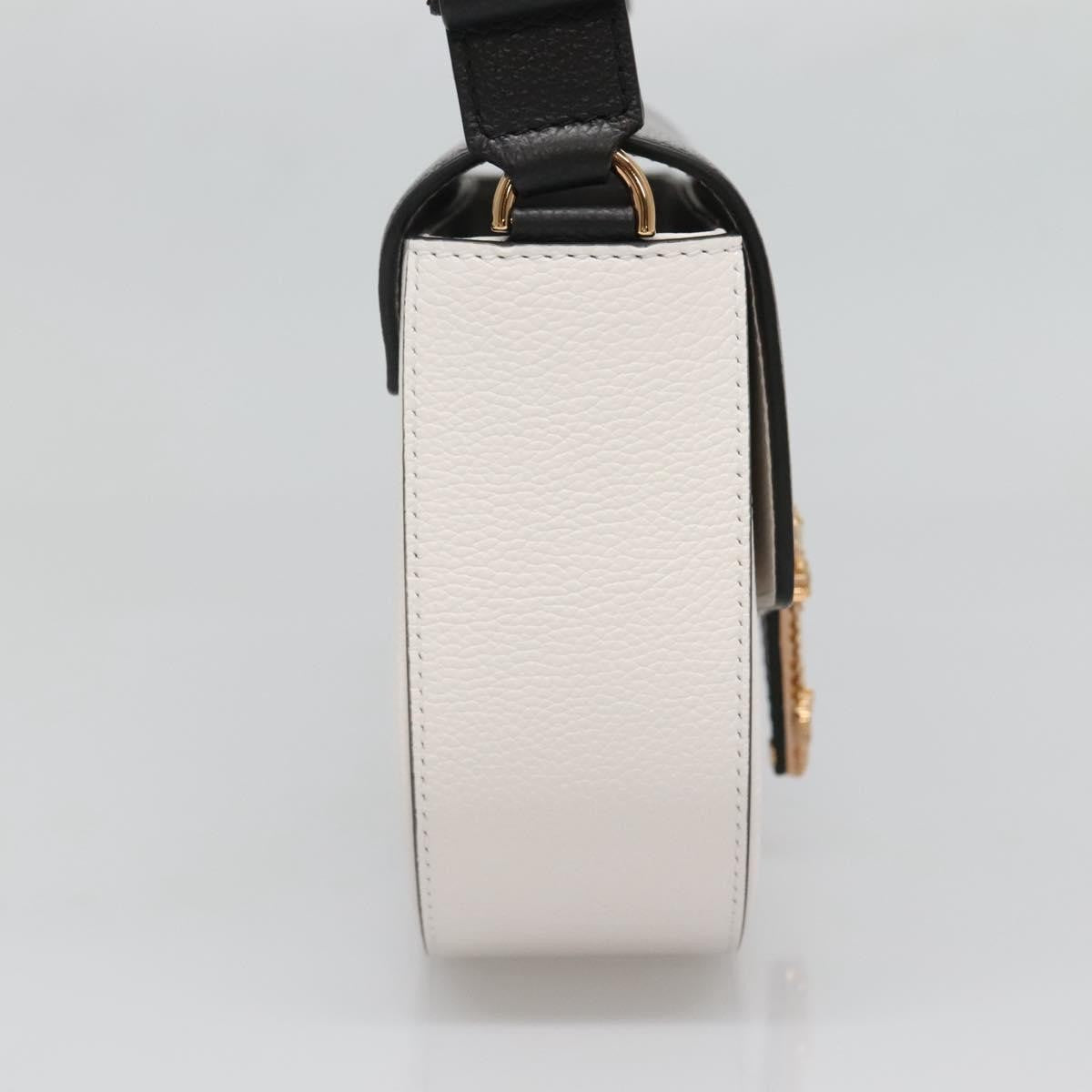Versace Virtus Flap Messenger Bag Leather, WHITE, LEATHER, Crossbody bag