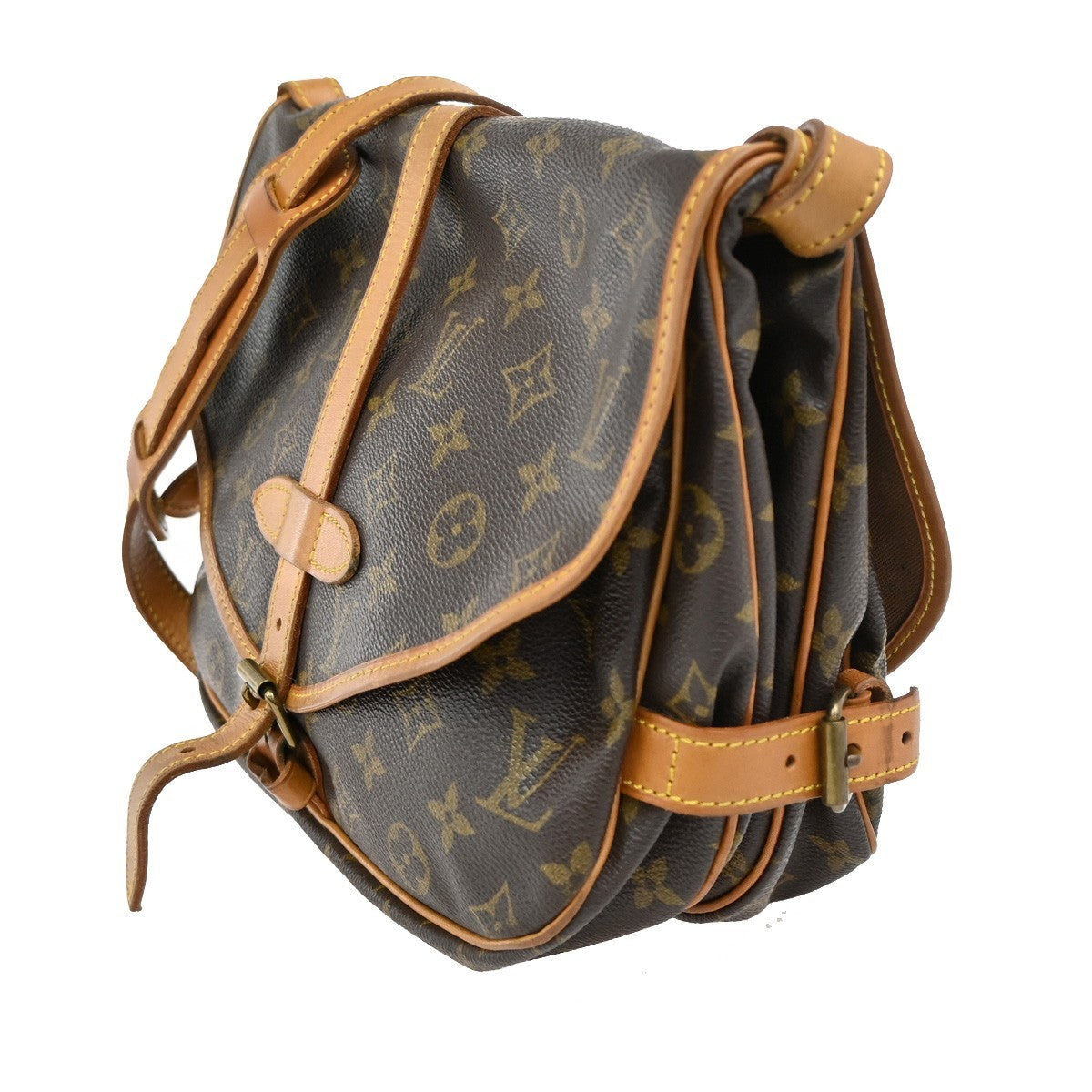 Louis Vuitton Saumur Handbag Monogram Canvas, BROWN, CANVAS, Shoulder bag