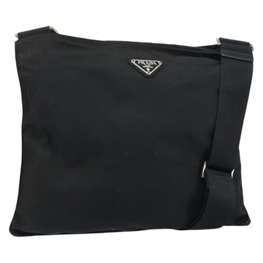 Prada Flat Messenger Bag Tessuto, BLACK, NYLON, Shoulder bag