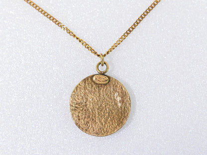 Chanel Vintage CC Round Pendant Necklace Metal, GOLD, GOLD_PLATED, Necklace