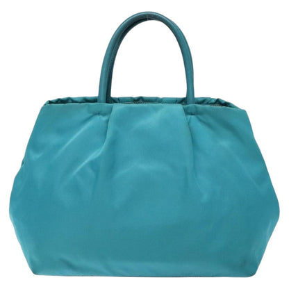 Prada Logo Bow Tote Tessuto with Leather, TURQUOISE, NYLON, Tote bag