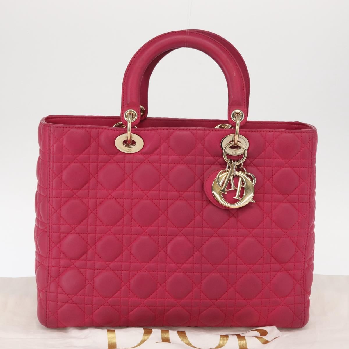 Christian Dior Lady Dior Bag Cannage Quilt Lambskin, PINK, LEATHER, Handbag