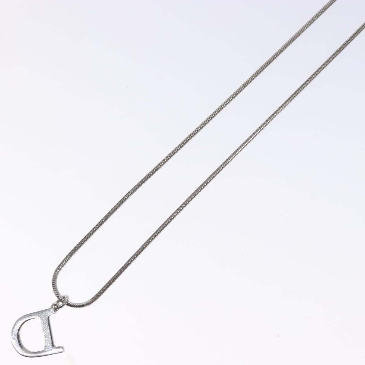 Christian Dior D logo Pendant Necklace Metal, SILVER, METAL, Necklace