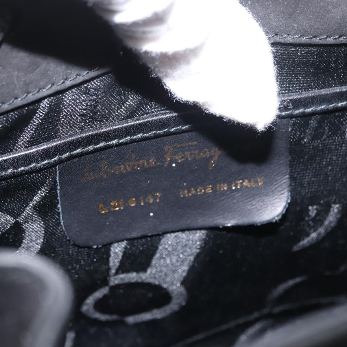 Salvatore Ferragamo Gancini Backpack Suede, BLACK, SUEDE, Backpack