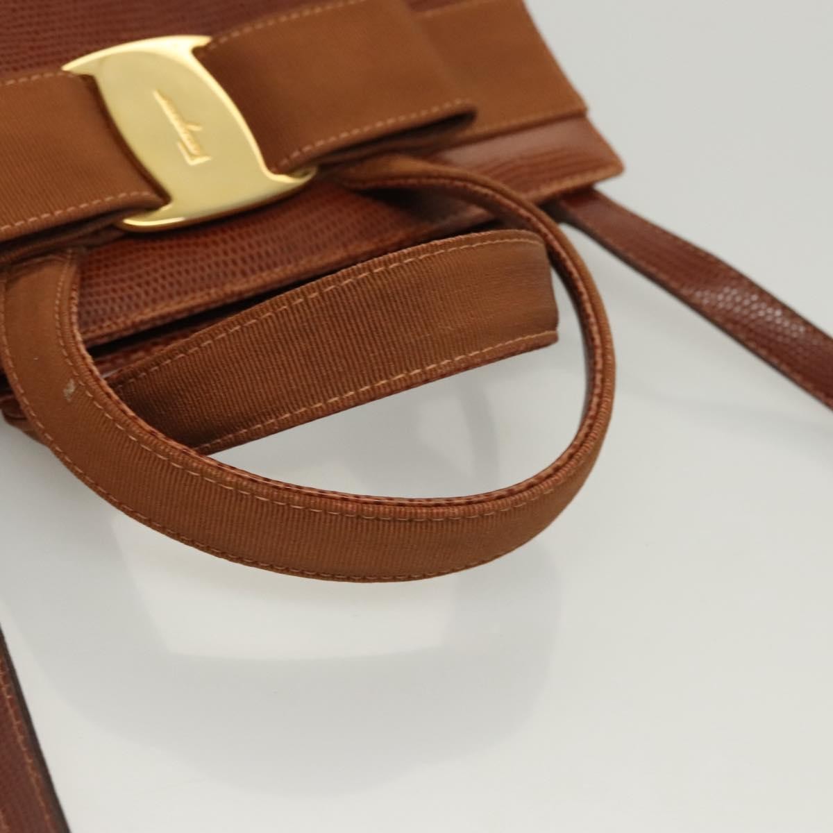 Salvatore Ferragamo Convertible Vara Bow Tote Leather, BROWN, LEATHER, Handbag