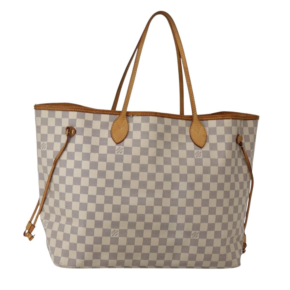 Louis Vuitton Neverfull Tote Damier azur, WHITE, CANVAS, Tote bag