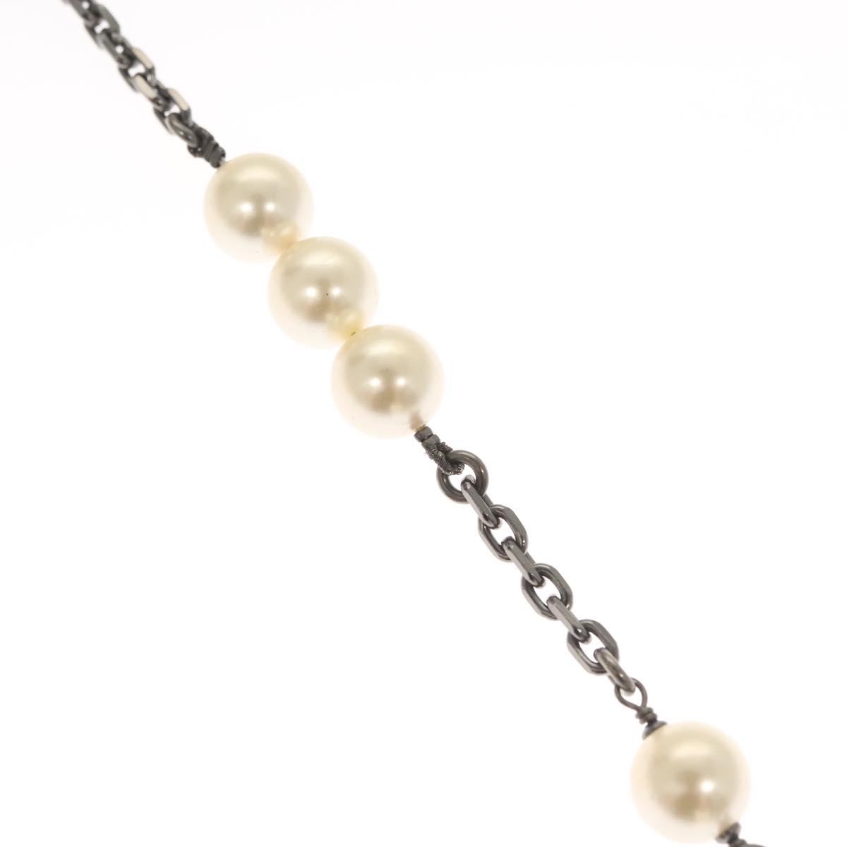 Chanel CC Pearl Necklace Faux Pearls and Metal, WHITE, METAL, Necklace
