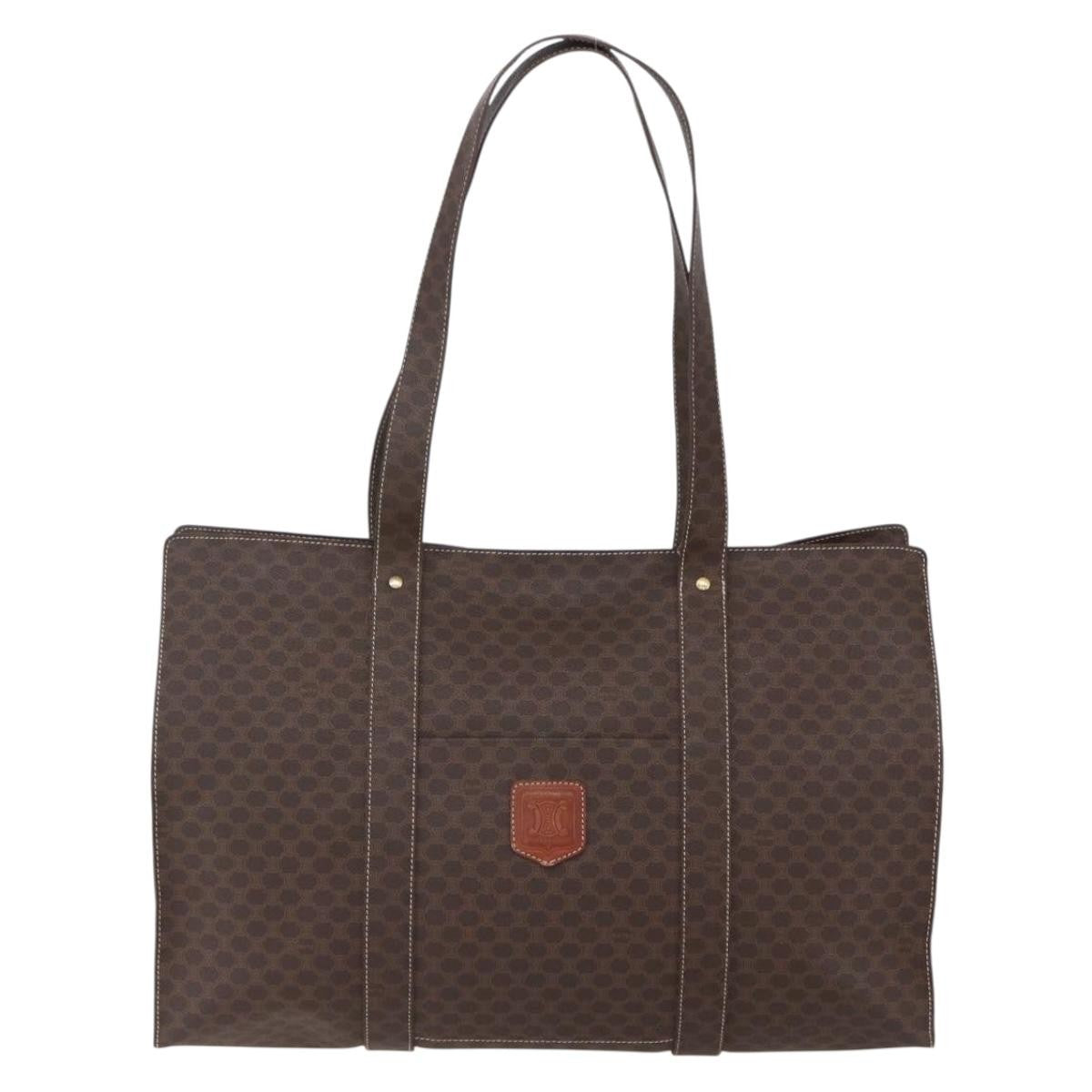 Celine Vintage Macadam Tote bag Canvas and Leather, BROWN, CANVAS, Tote bag