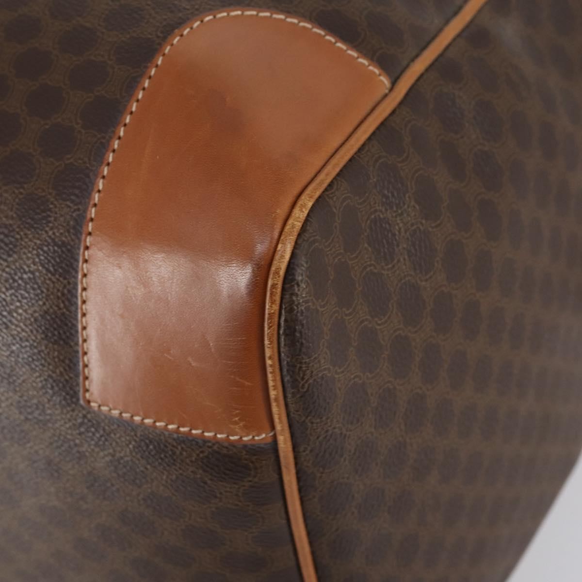 Celine Vintage Duffle Bag Macadam Coated Canvas, BROWN, CANVAS, Travel bag