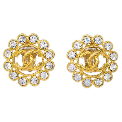 Chanel Vintage Round CC Clip-On Earrings Metal, GOLD, GOLD_PLATED, Earrings