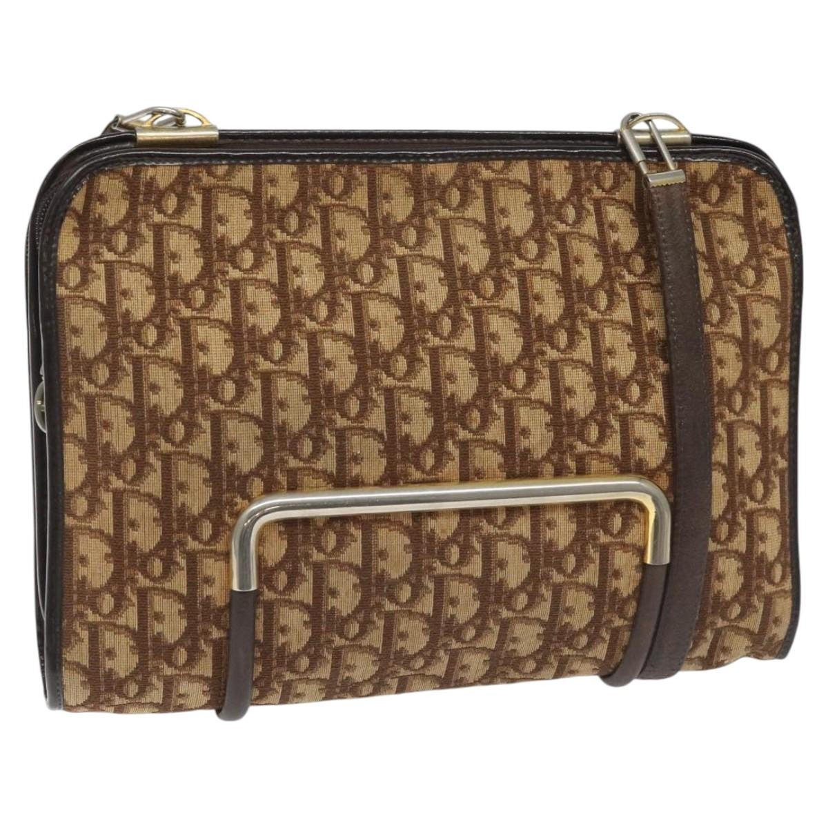 Christian Dior Vintage Trotter Shoulder Bag Canvas, BROWN, CANVAS, Shoulder bag