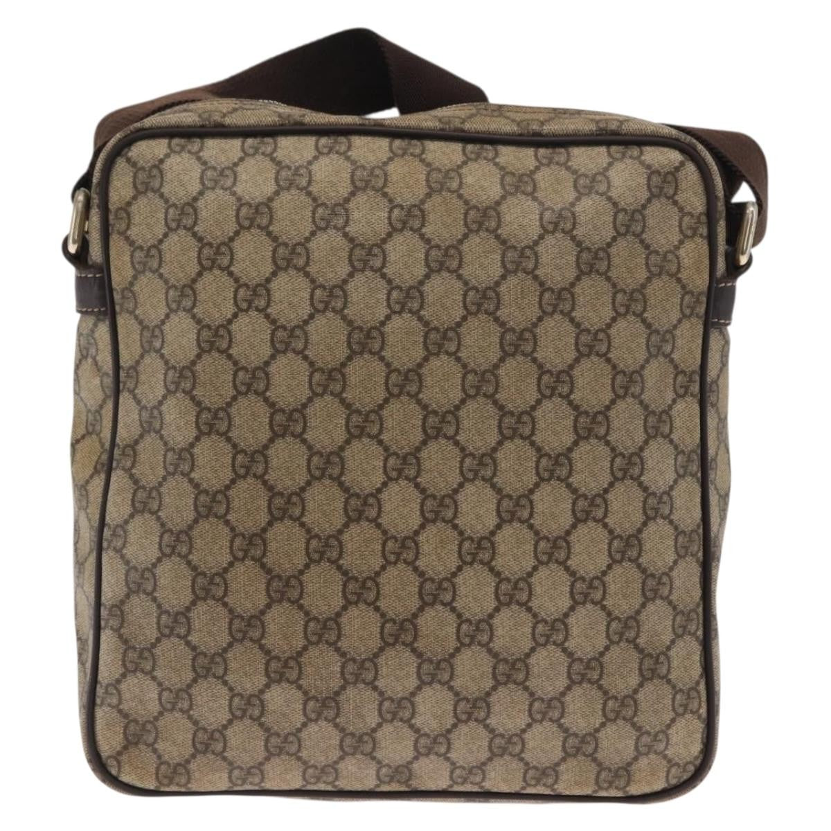Gucci Front Zip Messenger GG Coated Canvas, BEIGE, CANVAS, Shoulder bag