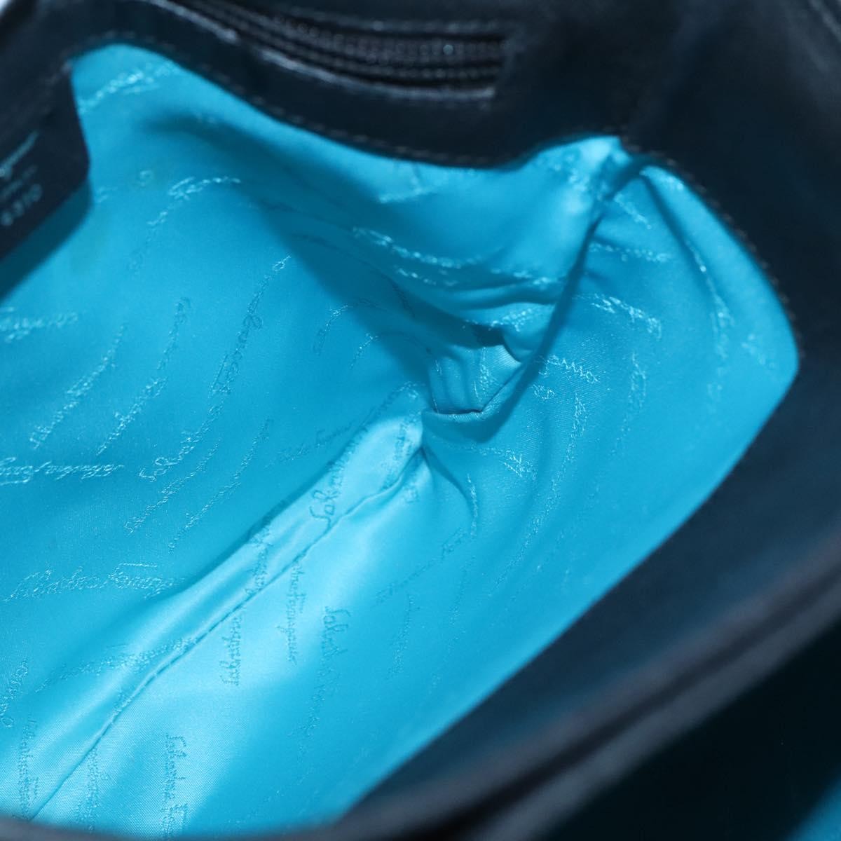 Salvatore Ferragamo Gancini handbag Leather, BLACK, LEATHER, Handbag