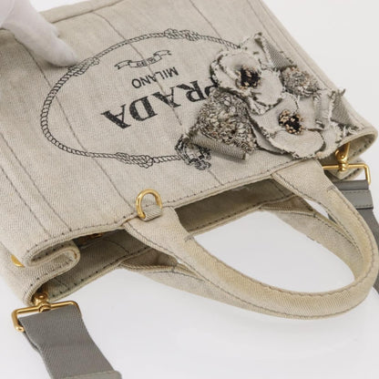 Prada Canapa Convertible Tote Canvas, GRAY, CANVAS, Tote bag