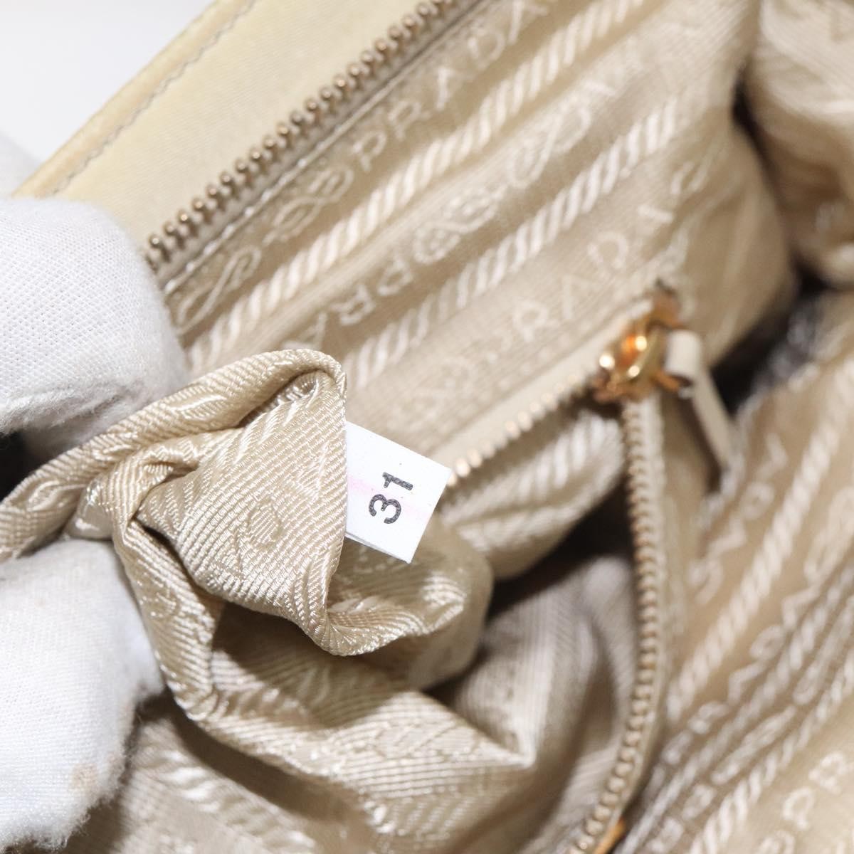 Prada Vintage Zip Handbag Tessuto, BEIGE, NYLON, Handbag