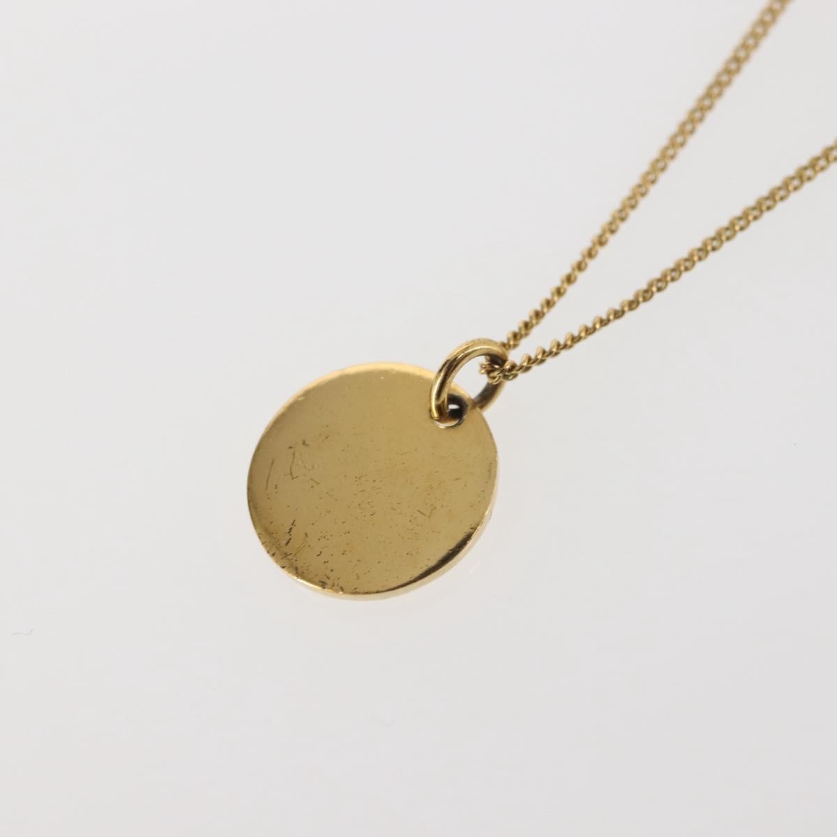 Christian Dior Round Logo Pendant Necklace Metal, GOLD, METAL, Necklace