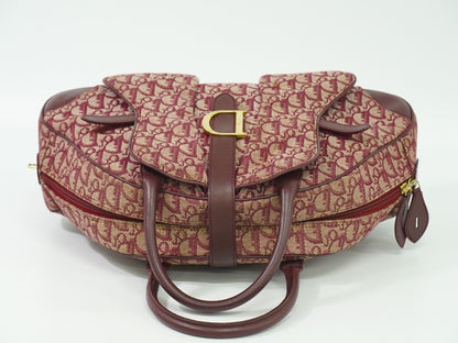 Christian Dior Vintage Saddle Bowler Bag Diorissimo Canvas, BURGUNDY, CANVAS, Handbag