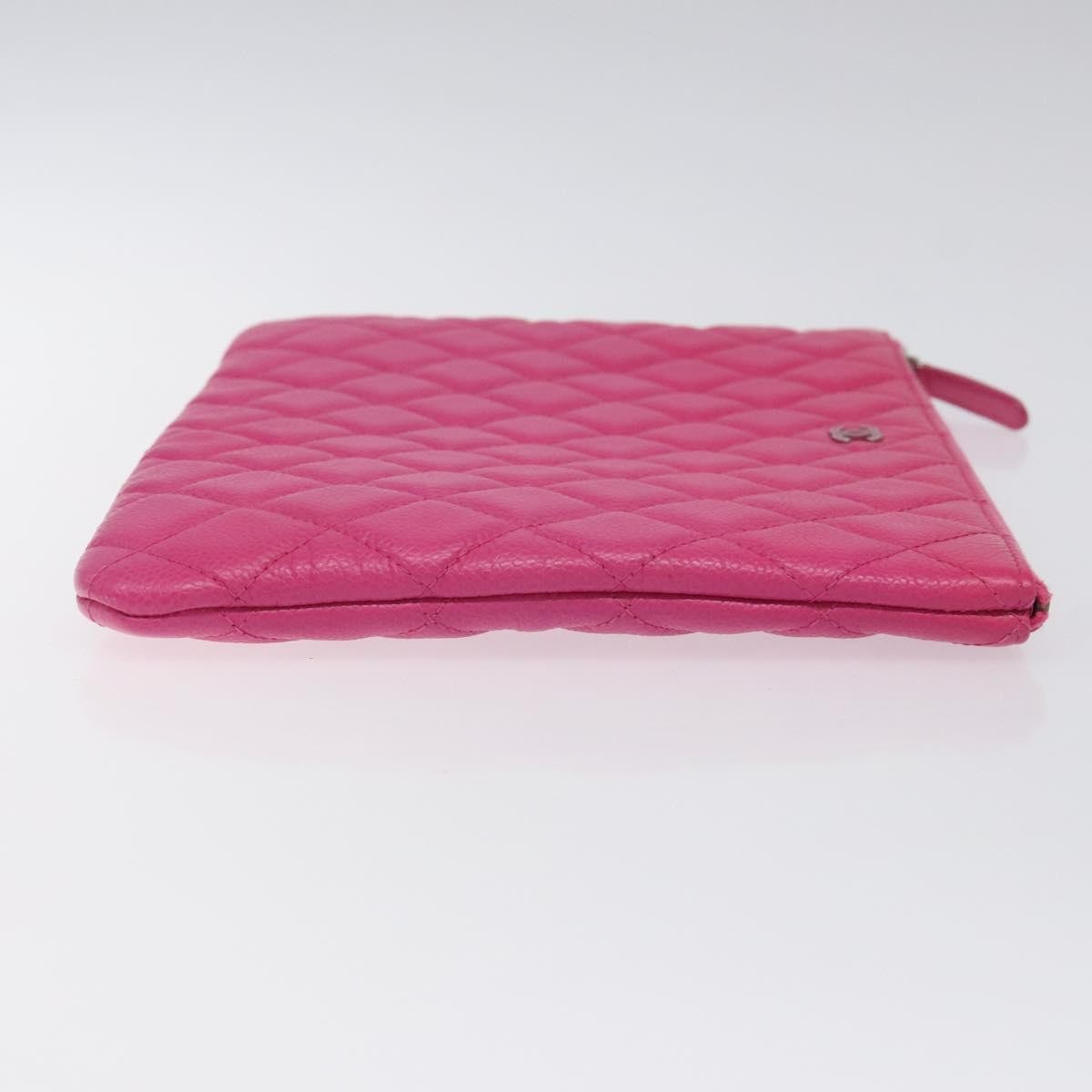 Chanel O Case Clutch Quilted Caviar, PINK, LEATHER, Clutche & pouche