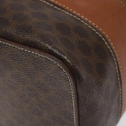 Celine Vintage Double Zip Vanity Case Macadam Coated Canvas, BROWN, CANVAS, Toiletry Case