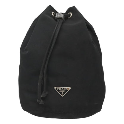 Prada Vela Drawstring Bucket Pouch Tessuto, BLACK, NYLON, Clutche & pouche