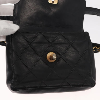 Chanel Vintage Flap Waist Bag Leather, BLACK, LEATHER, Clutche & pouche