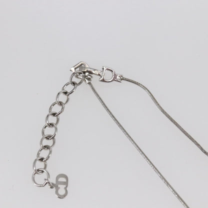 Christian Dior Bow CD Pendant Necklace Metal with Crystal, SILVER, METAL, Necklace