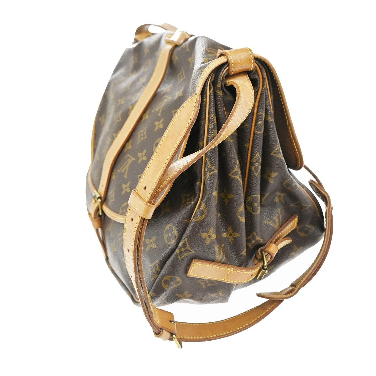Louis Vuitton Saumur Handbag Monogram Canvas, BROWN, CANVAS, Shoulder bag