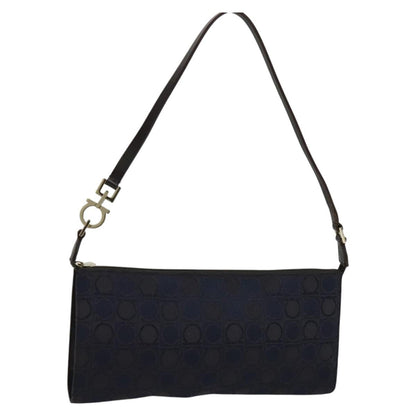 Salvatore Ferragamo Gancini handbag Canvas, NAVY, CANVAS, Handbag