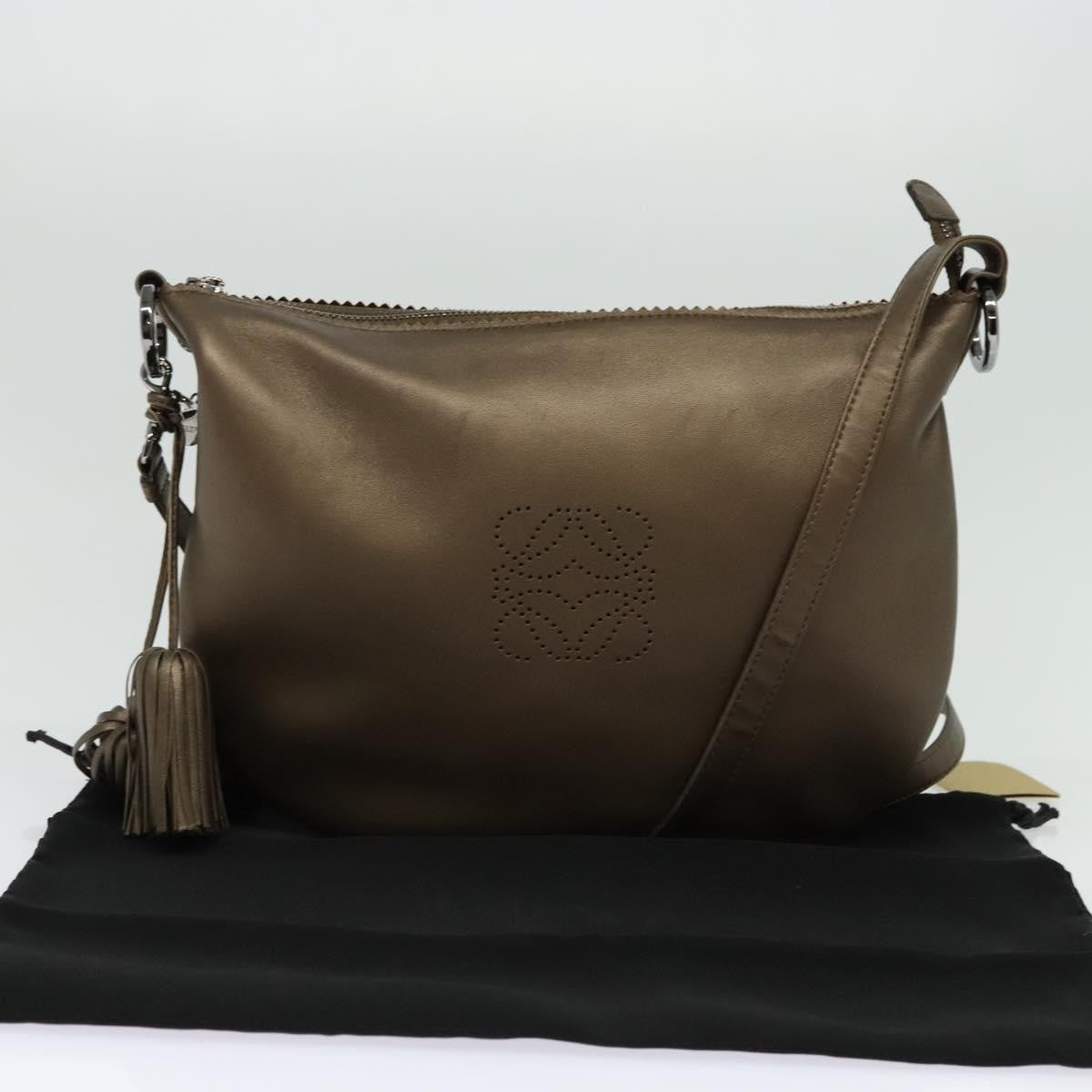 Loewe Anagram Shoulder Bag Leather, METALLIC, LEATHER, Shoulder bag