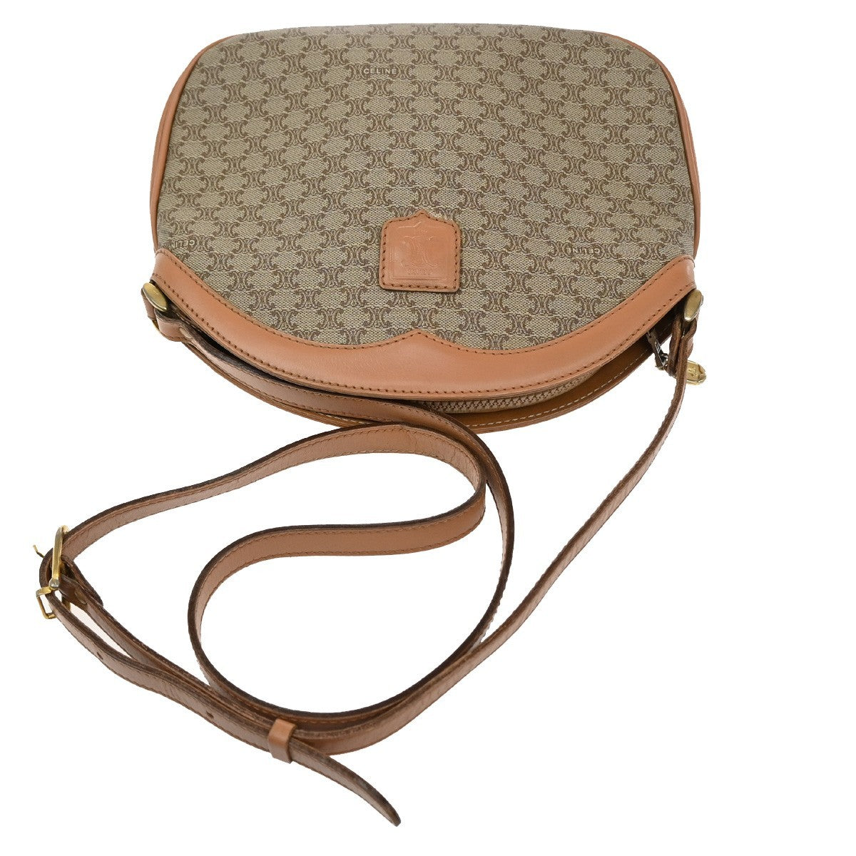 Celine Vintage Macadam Shoulder Bag Canvas and Leather, BROWN, CANVAS, Shoulder bag