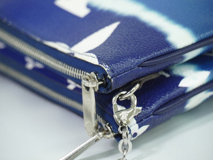 Louis Vuitton Double Zip Pochette Limited Edition Escale Monogram Giant, BLUE, CANVAS, Shoulder bag