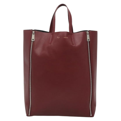 Celine Vertical Cabas Tote Leather, RED, LEATHER, Tote bag
