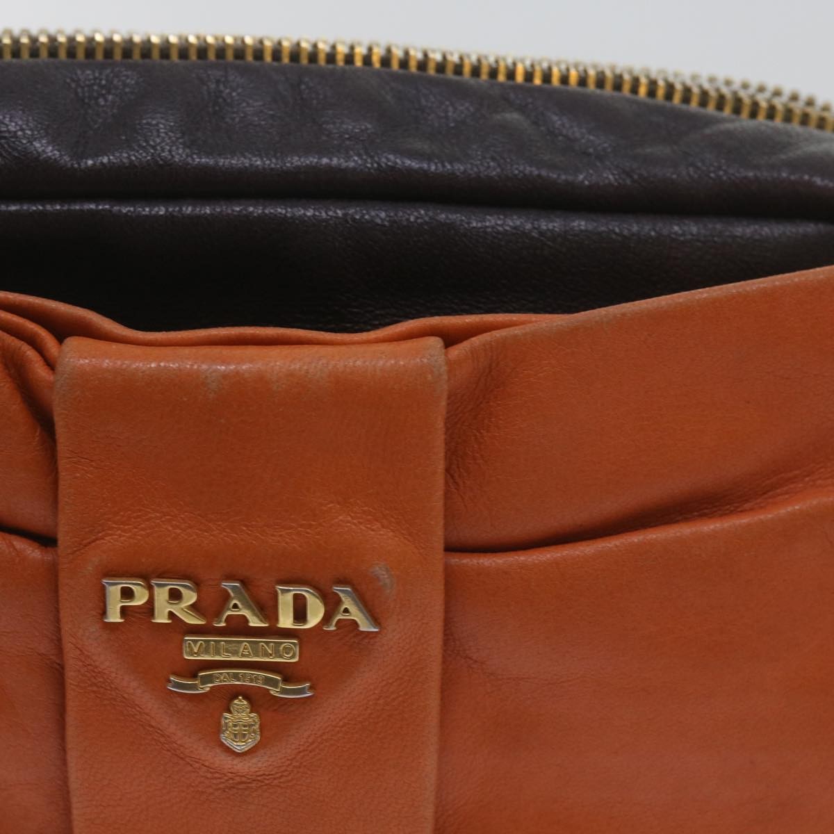 Prada Bow Camera shoulder Bag Leather, ORANGE, LEATHER, Shoulder bag