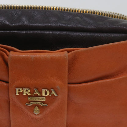 Prada Bow Camera shoulder Bag Leather, ORANGE, LEATHER, Shoulder bag