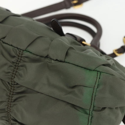 Prada Gaufre Convertible Satchel Tessuto, KHAKI, NYLON, Handbag