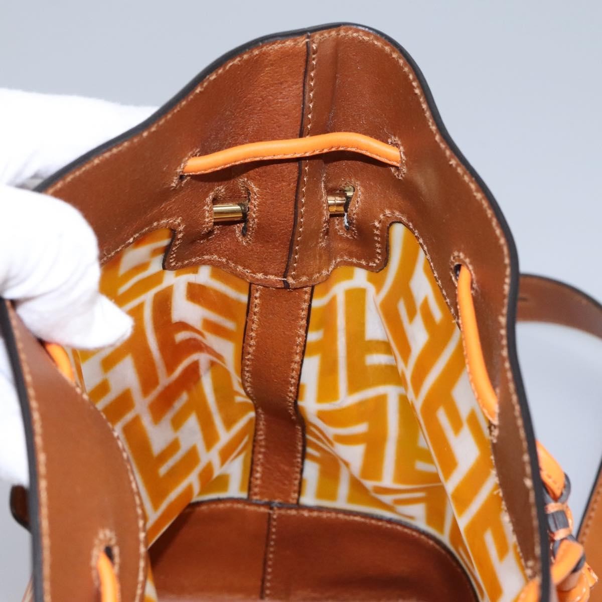 Fendi FF Logo Mon Tresor Bucket Bag Canvas, ORANGE, CANVAS, Shoulder bag