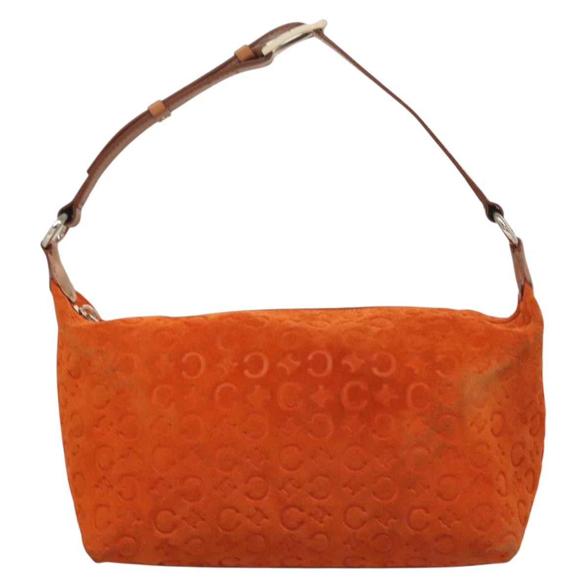 Celine C Macadam Handbag Suede, ORANGE, SUEDE, Handbag