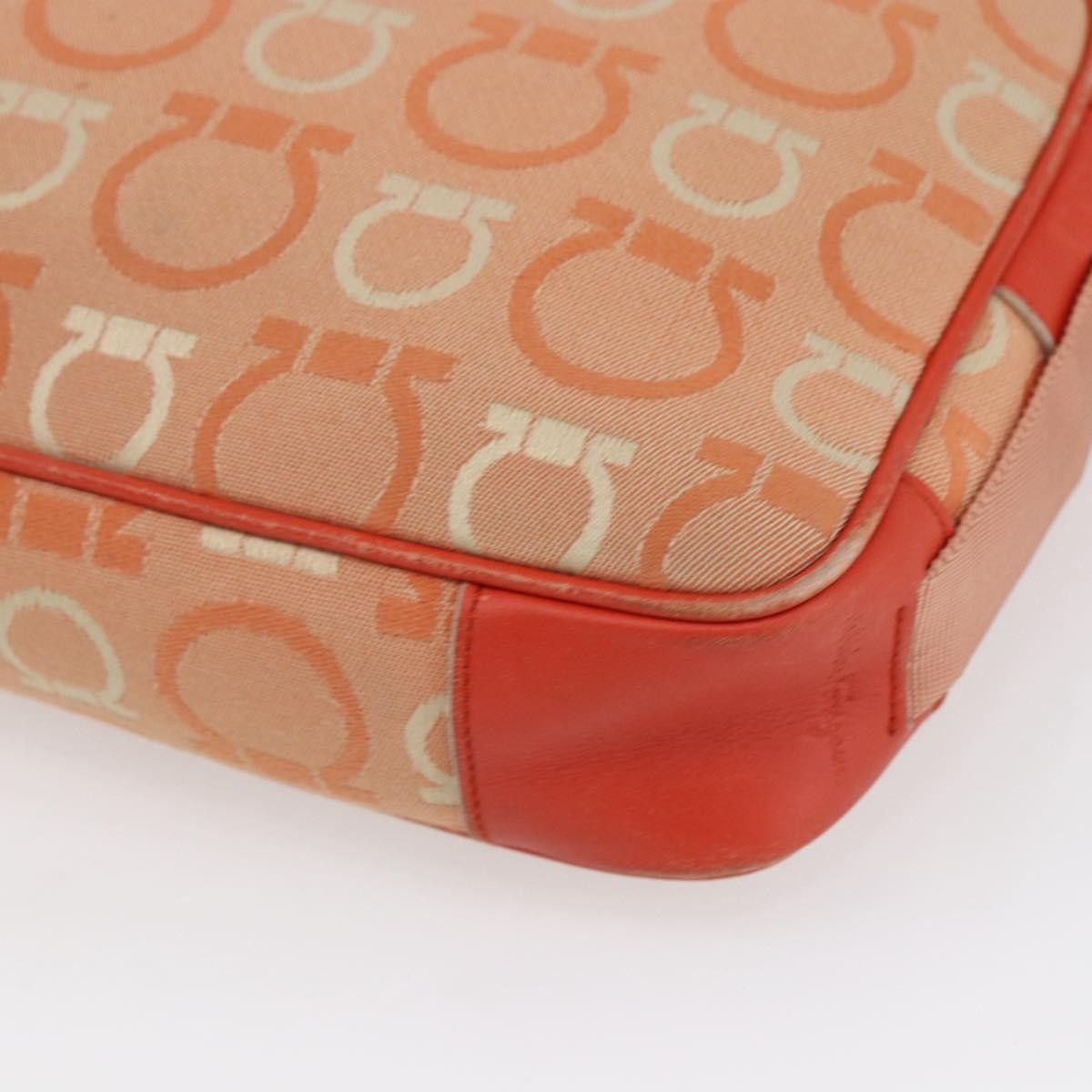 Salvatore Ferragamo Gancini Shoulder Bag Canvas, ORANGE, CANVAS, Shoulder bag