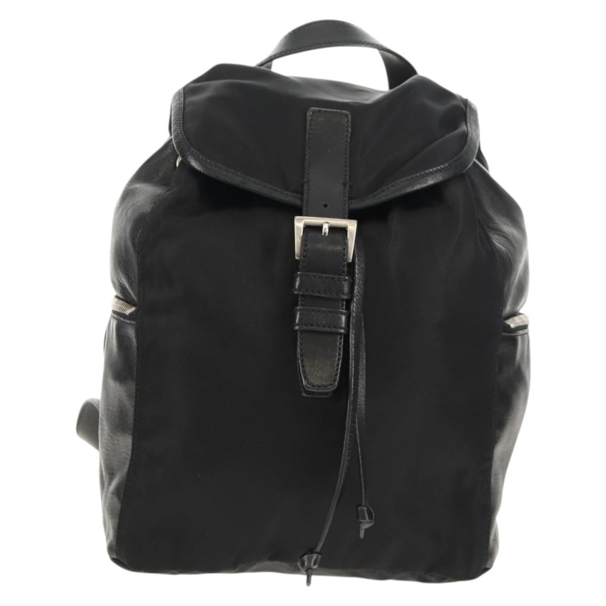 Prada Buckle Backpack Quilted Tessuto, BLACK, NYLON, Backpack
