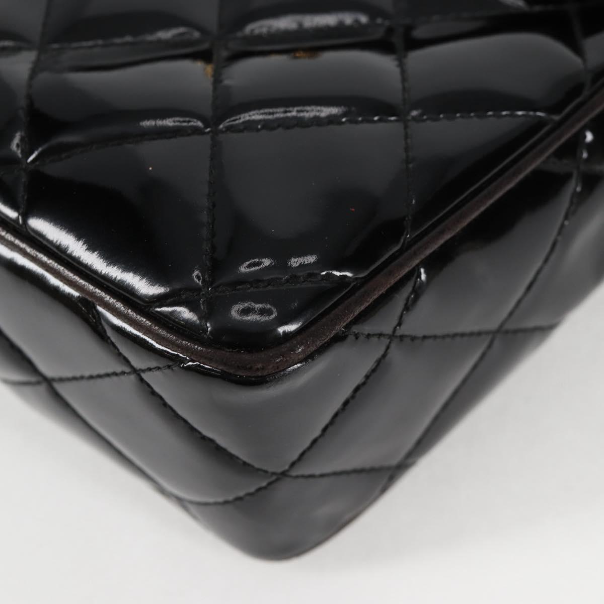 Chanel Vintage Square Front Pocket Camera Bag Quilted Patent, BLACK, PATENT_LEATHER, Crossbody bag
