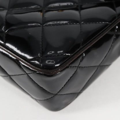 Chanel Vintage Square Front Pocket Camera Bag Quilted Patent, BLACK, PATENT_LEATHER, Crossbody bag