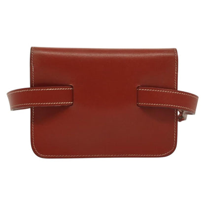 Hermes Pochette Green Waist Bag Leather, BROWN, LEATHER, Clutche & pouche