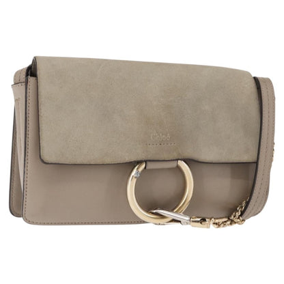 Chloe Faye Shoulder Bag Leather and Suede, BEIGE, SUEDE, Shoulder bag