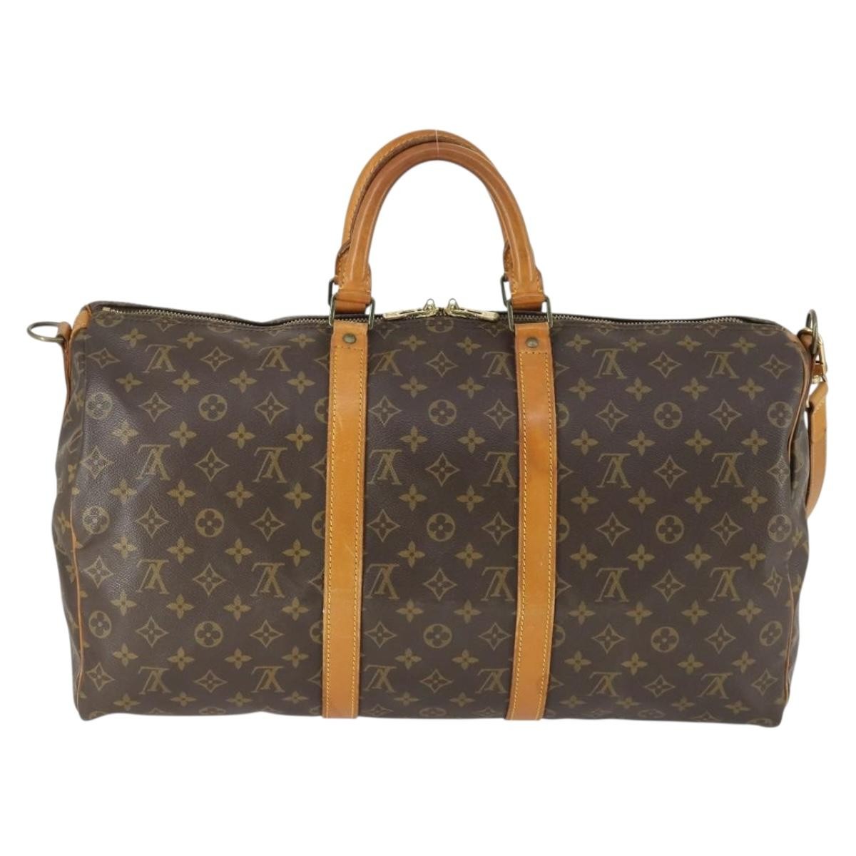 Louis Vuitton Keepall Bandouliere Bag Monogram Canvas, BROWN, CANVAS, Travel bag