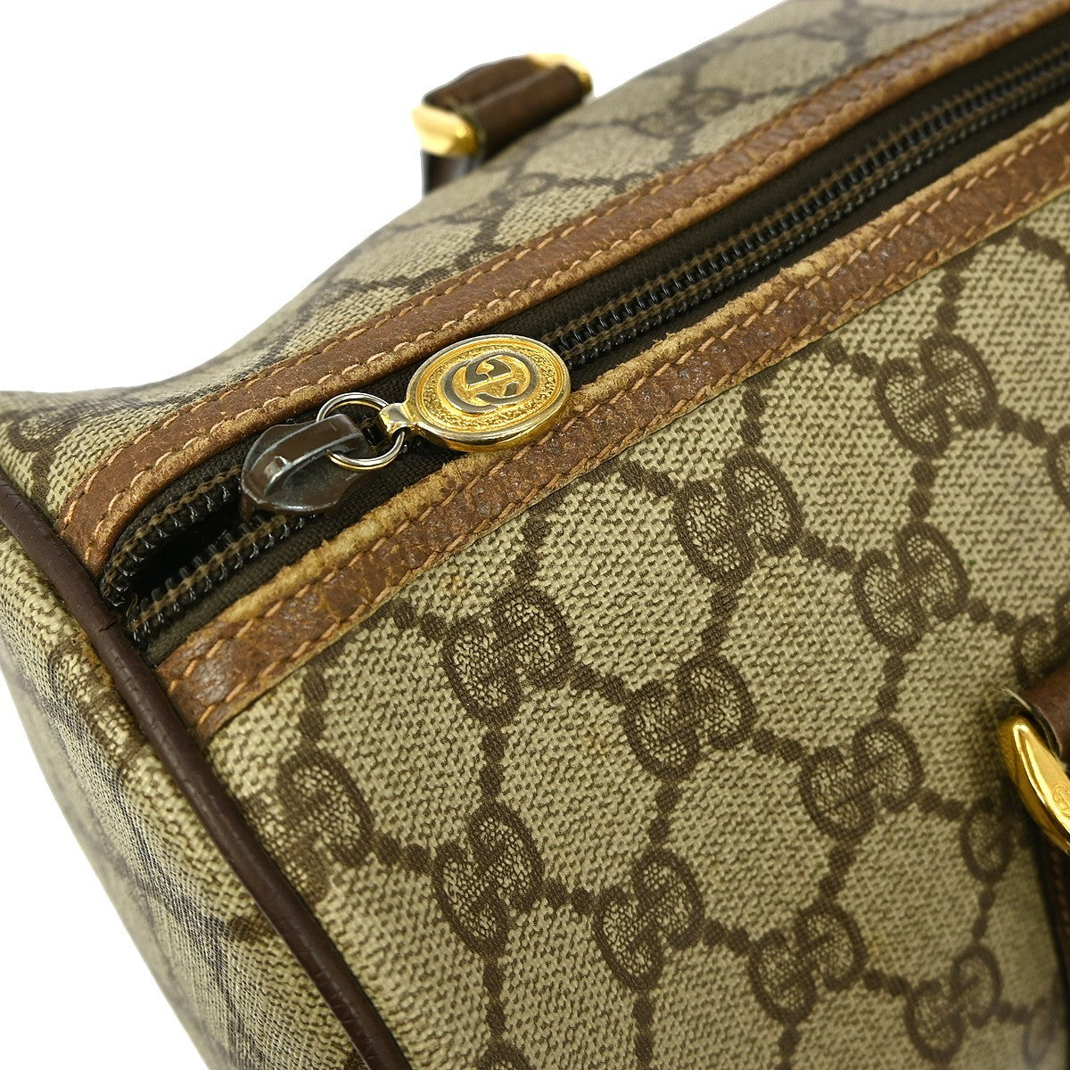 Gucci Vintage Handbag Canvas, BEIGE, CANVAS, Handbag