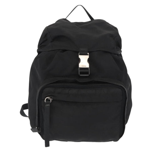 Prada Single Buckle Pocket Backpack Tessuto, BLACK, NYLON, Backpack