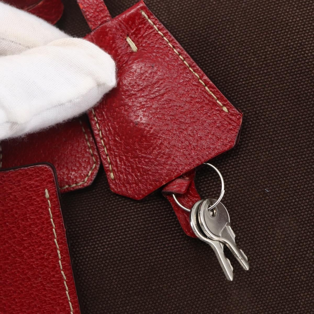 Prada Bowler Bag Canvas with Leather, BROWN, CANVAS, Handbag