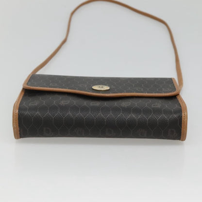 Christian Dior Vintage Honeycomb Flap Crossbody Bag Coated Canvas, BLACK, CANVAS, Shoulder bag