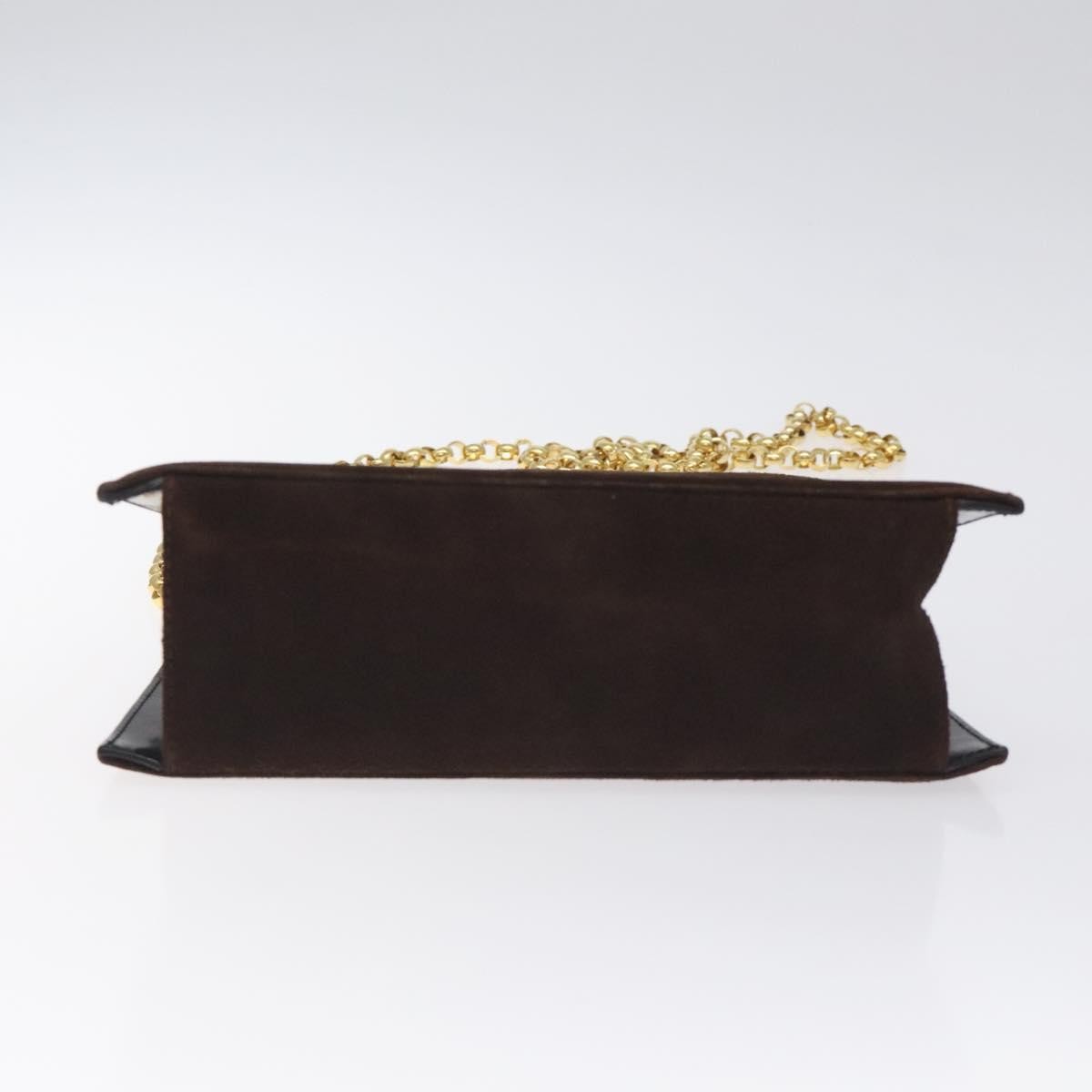 Salvatore Ferragamo Vintage Flap Chain Shoulder Bag Leather, BROWN, SUEDE, Shoulder bag