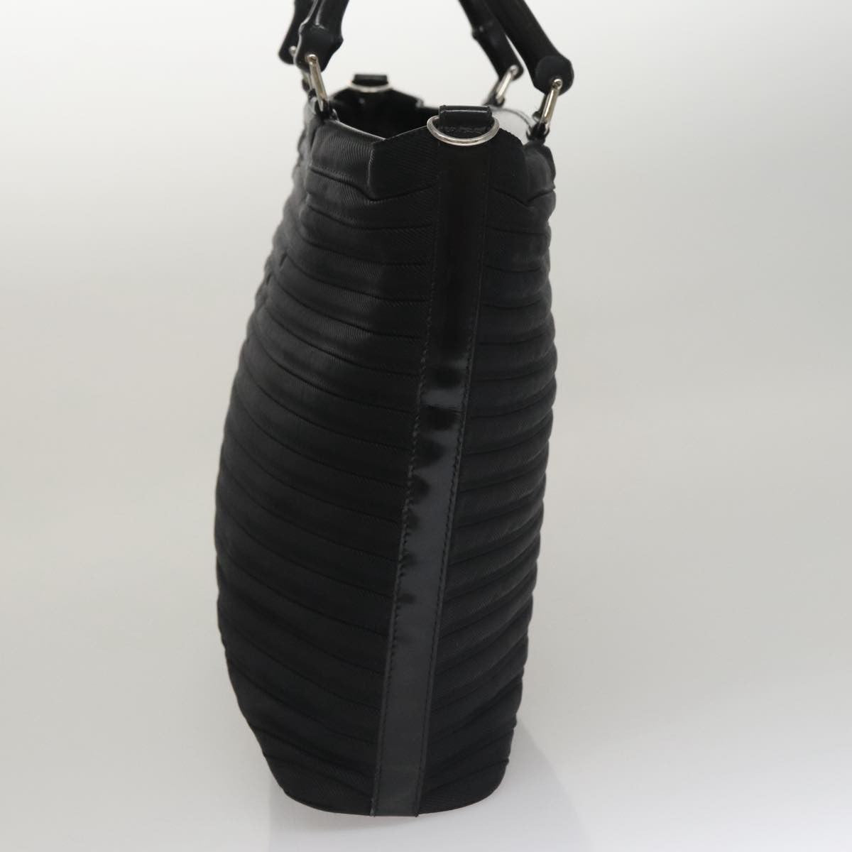 Gucci Vintage Bamboo Handle Tote Nylon, BLACK, NYLON, Tote bag